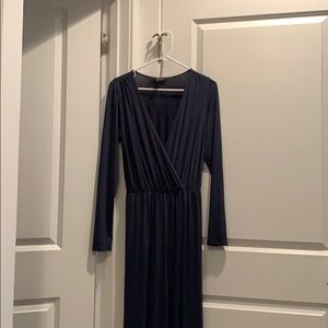 Dark green long-sleeved jumpsuit